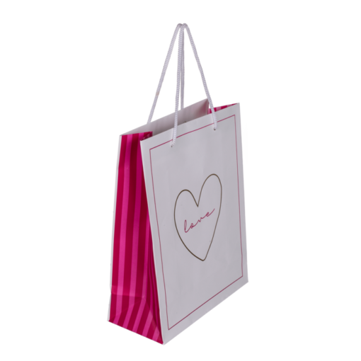 Weiß-Pinke Papier-Geschenktüte "Love"