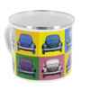 VW Käfer Emaille Tasse - Multicolor in verschiedenen Blickwinkel