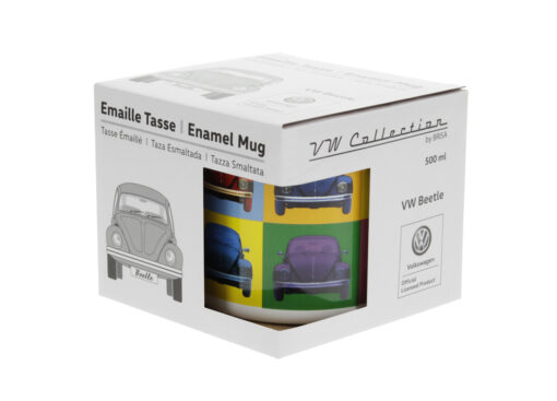 VW Käfer Emaille Tasse - Multicolor in Geschenkverpackung
