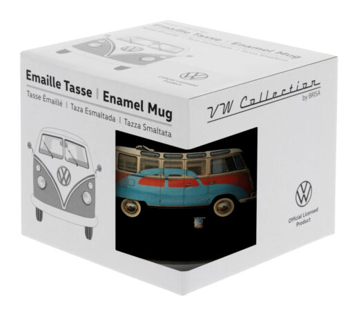 VW T1 Bulli Emaille Tasse - Samba & Beetle in Geschenkverpackung