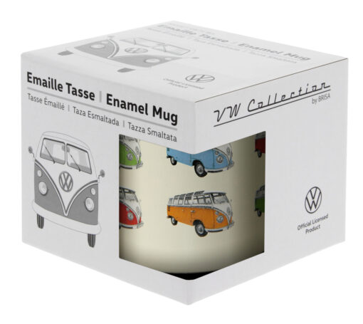 VW T1 Bus Emaille Tasse - Bulli T1 Parade in Geschenkverpackung
