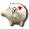 Handgemachtes Sparschwein Seehund "Herz"