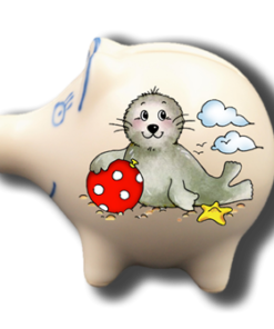Handgemachtes Sparschwein Seehund "Ball"