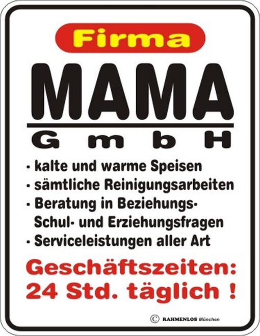 Blechschild "Firma Mama GmbH" von RAHMENLOS®