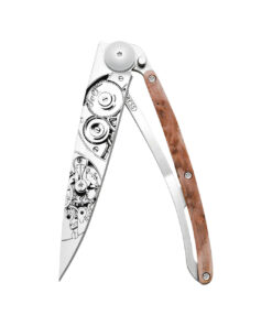 Deejo 37g - Taschenmesser mit Wacholderholzgriff - Uhrwerk