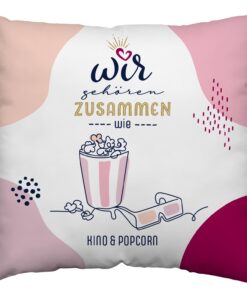 Sheepworld Baumwollkissen "Wir gehören zusammen wie Kino und Popcorn"
