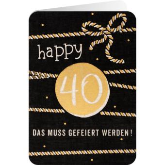 Sheepworld Grußkarte Leinen - Happy 40
