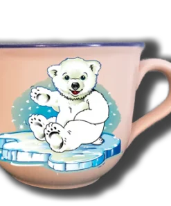 Handgemachte Jumbo-Tasse mit Eisbär-Motiv und Wunschname
