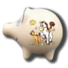 Handgemachtes Sparschwein Pferd&Pony (8 cm), mit Wunschnamen/Wunschtext